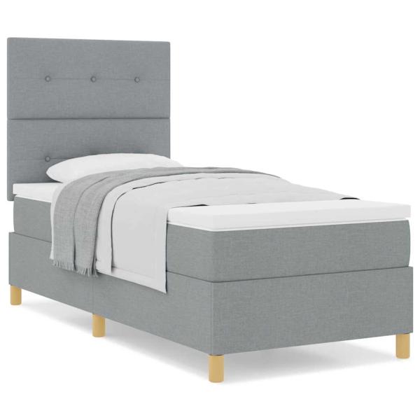 Boxspringbett mit Matratze Hellgrau 100x200 cm Stoff
