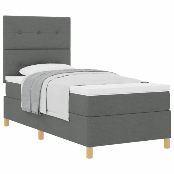 Boxspringbett mit Matratze Dunkelgrau 100x200 cm Stoff