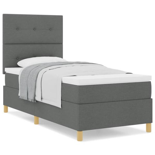 Boxspringbett mit Matratze Dunkelgrau 100x200 cm Stoff