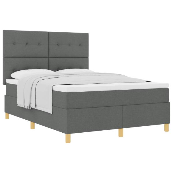 Boxspringbett mit Kopfteil Dunkelgrau 140 x 200 cm Stoff
