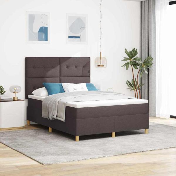 ARDEBO.de - Boxspringbett mit Kopfteil Dunkelbraun 140 x 200 cm Stoff