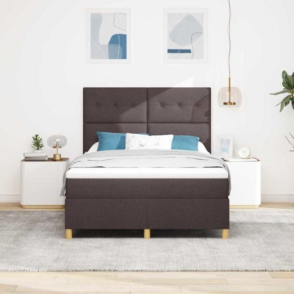 Boxspringbett mit Kopfteil Dunkelbraun 140 x 200 cm Stoff