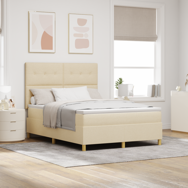 Boxspringbett mit Matratze Creme 140x200 cm Stoff