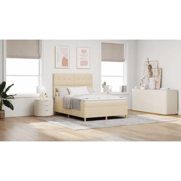 Boxspringbett mit Matratze Creme 140x200 cm Stoff