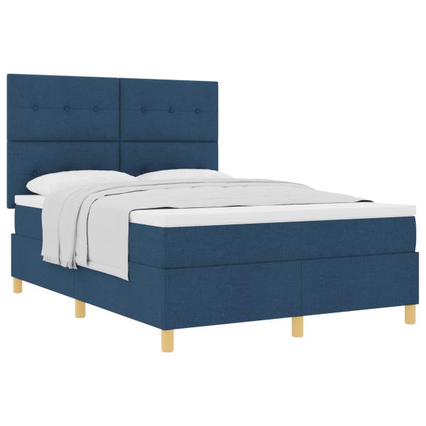 Boxspringbett mit Matratze Blau 140x200 cm Stoff