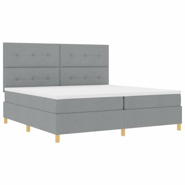 Boxspringbett mit Matratze Hellgrau 200x200 cm Stoff