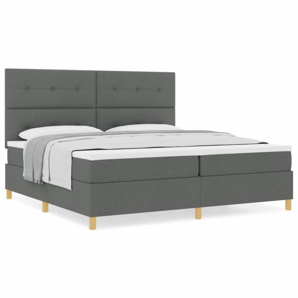 Boxspringbett mit Matratze Dunkelgrau 200x200 cm Stoff