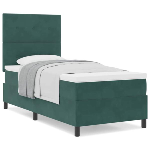Boxspringbett mit Matratze Dunkelgrün 90x200 cm Samt