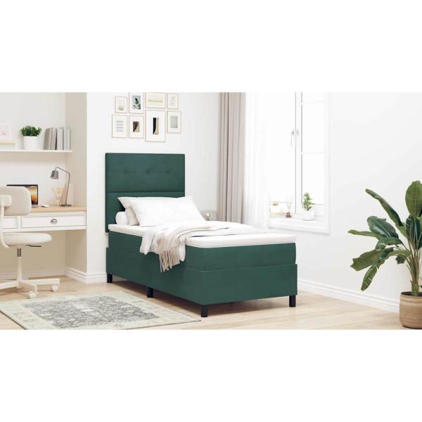 Boxspringbett mit Kopfteil Dunkelgrün 90 x 200 cm Samt