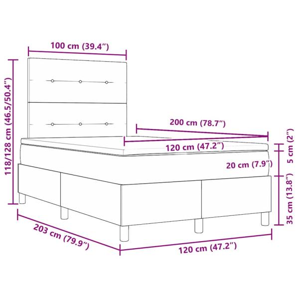 Boxspringbett mit Matratze Dunkelgrün 120x200 cm Samt
