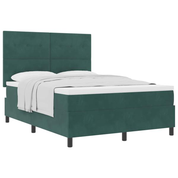 Boxspringbett mit Matratze Dunkelgrün 140x190 cm Samt