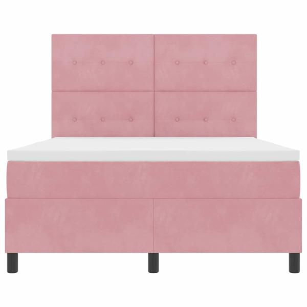Boxspringbett mit Matratze Rosa 140x190 cm Samt