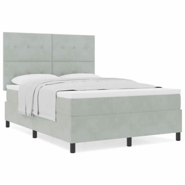 Boxspringbett mit Matratze Hellgrau 140x200 cm Samt
