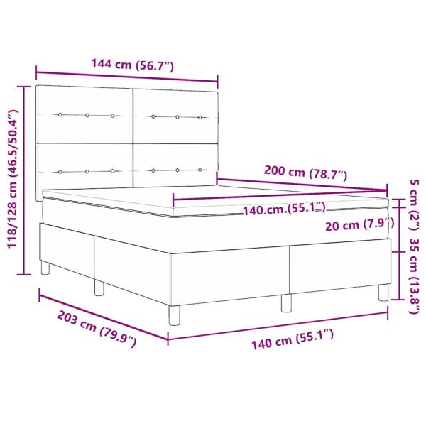 Boxspringbett mit Matratze Hellgrau 140x200 cm Samt