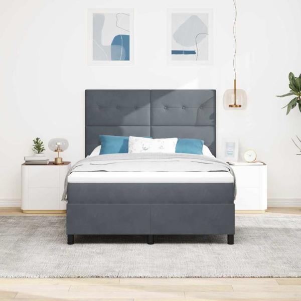 Boxspringbett mit Matratze Dunkelgrau 140x200 cm Samt