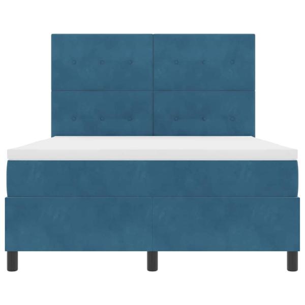 Boxspringbett mit Matratze Dunkelblau 140x200 cm Velours