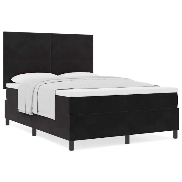 Boxspringbett mit Matratze Schwarz 160x200 cm Samt