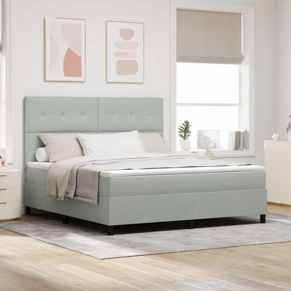 ARDEBO.de - Boxspringbett mit Matratze Hellgrau Super King Velvet