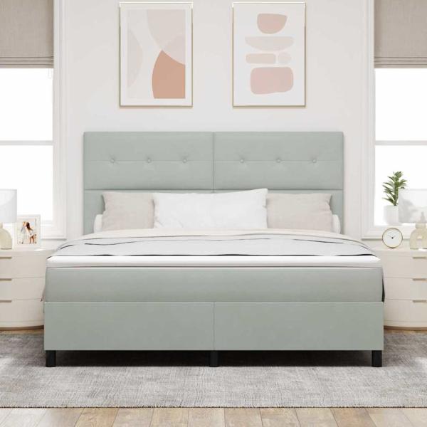 Boxspringbett mit Matratze Hellgrau Super King Velvet