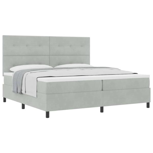 Boxspringbett mit Matratze Hellgrau 200x200 cm Samt
