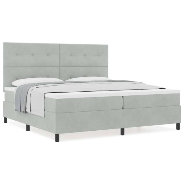 Boxspringbett mit Matratze Hellgrau 200x200 cm Samt