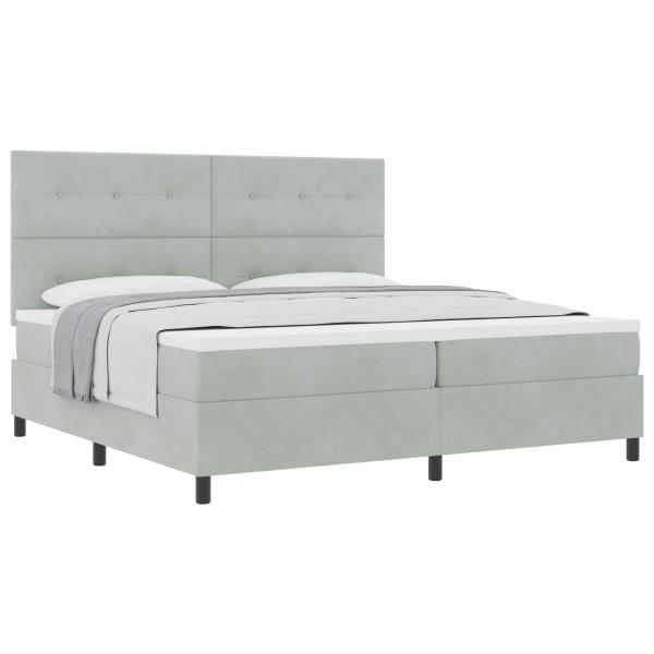Boxspringbett mit Matratze Hellgrau 200x200 cm Samt