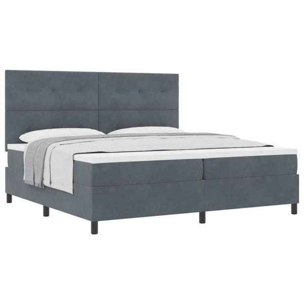 Boxspringbett mit Matratze Dunkelgrau 200x200 cm Samt