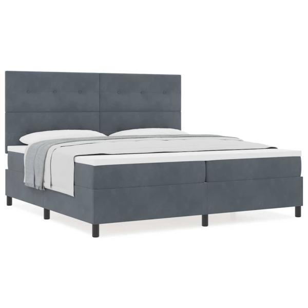 Boxspringbett mit Matratze Dunkelgrau 200x200 cm Samt