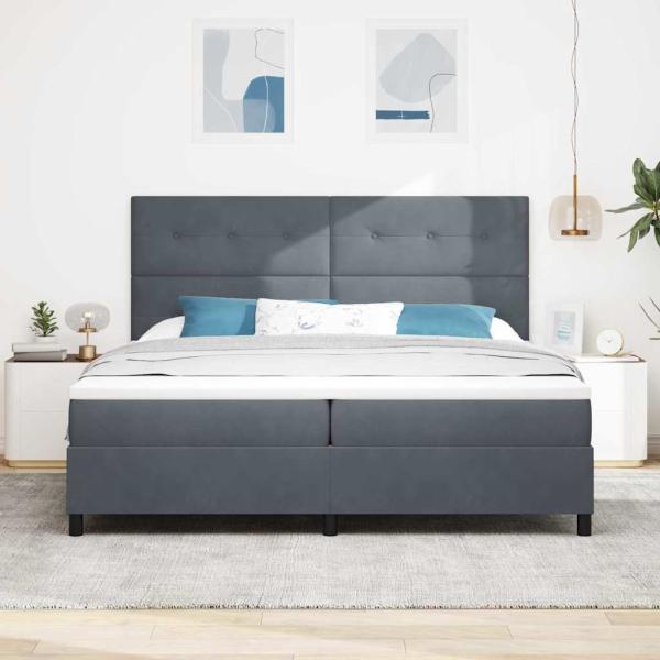Boxspringbett mit Matratze Dunkelgrau 200x200 cm Samt