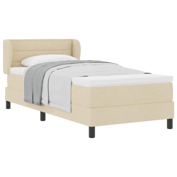 Bettgestell mit Matratze Creme Stoff 100 x 200 cm Bettmatratze