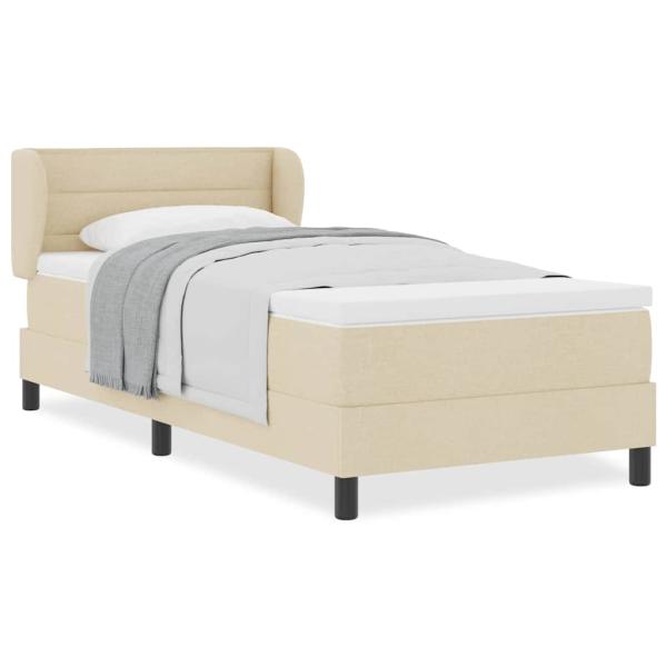 Bettgestell mit Matratze Creme Stoff 100 x 200 cm Bettmatratze