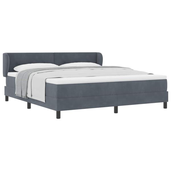 Boxspringbett mit Matratze in Dunkelgrau 180x200 cm aus Samt