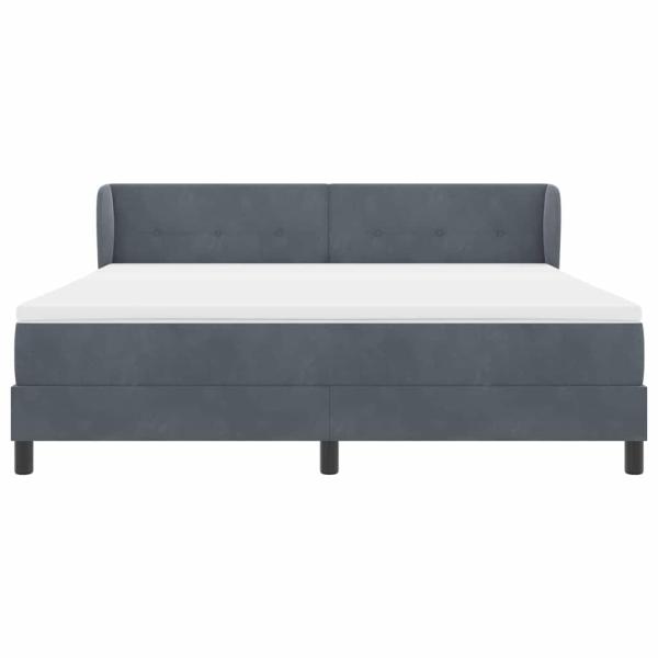 Boxspringbett mit Matratze in Dunkelgrau 180x200 cm aus Samt
