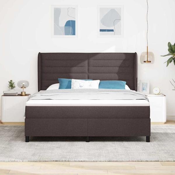 Boxspringbett mit Matratze Dunkelbraun 180x200 cm Stoff
