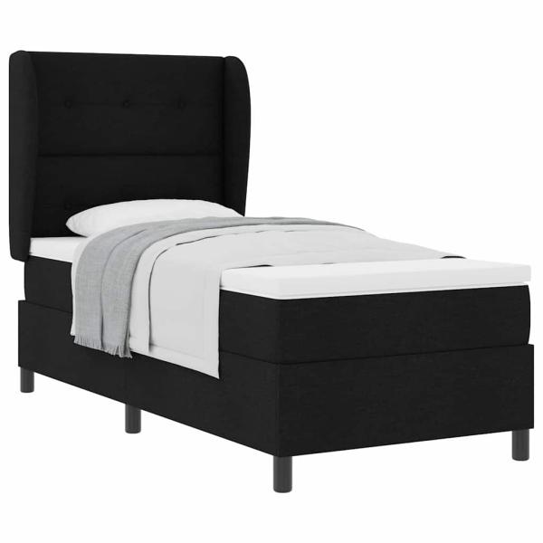 Boxspringbett mit Matratze Schwarz 100x200 cm Stoff