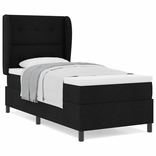 Boxspringbett mit Matratze Schwarz 100x200 cm Stoff