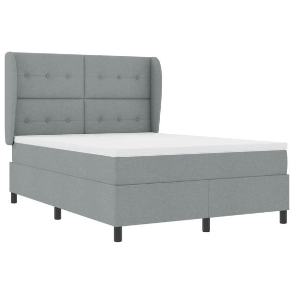 Boxspringbett mit Matratze Hellgrau 140x190 cm Stoff