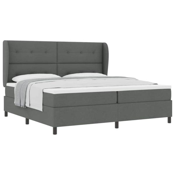 Boxspringbett mit Matratze in Dunkelgrau, 200x200 cm Stoff