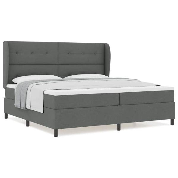 Boxspringbett mit Matratze in Dunkelgrau, 200x200 cm Stoff