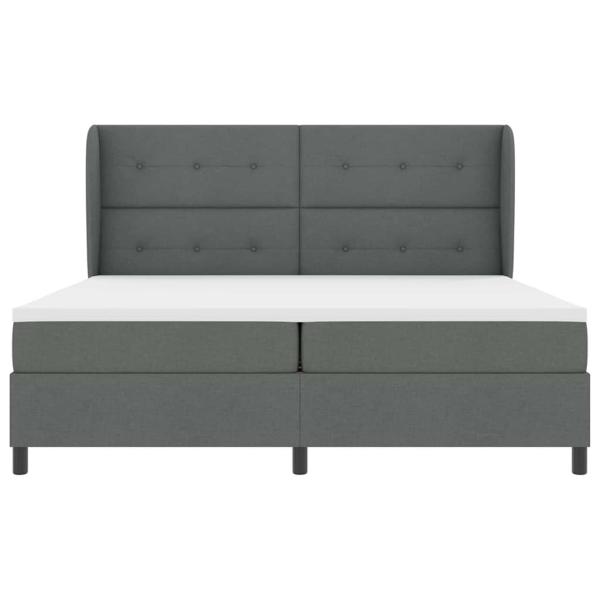 Boxspringbett mit Matratze in Dunkelgrau, 200x200 cm Stoff