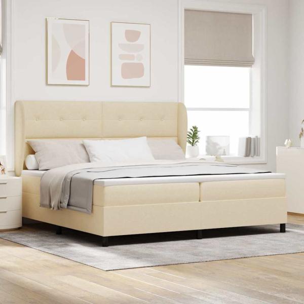 ARDEBO.de - Boxspringbett mit Matratze - Creme, 200x200 cm Stoff