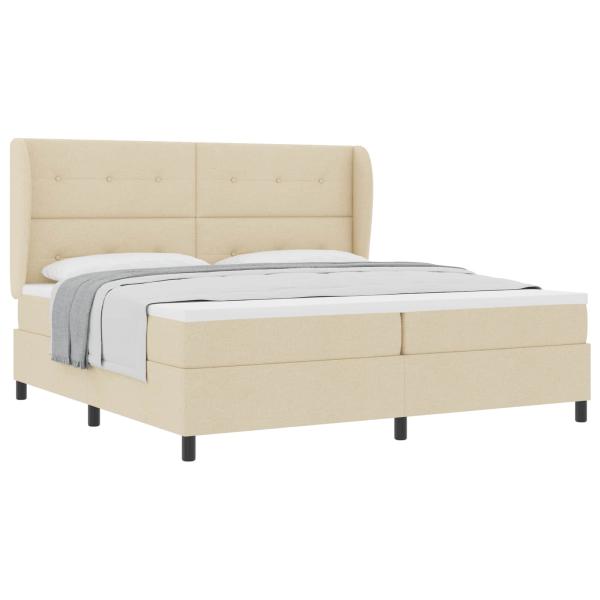 Boxspringbett mit Matratze - Creme, 200x200 cm Stoff