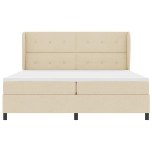 Boxspringbett mit Matratze - Creme, 200x200 cm Stoff