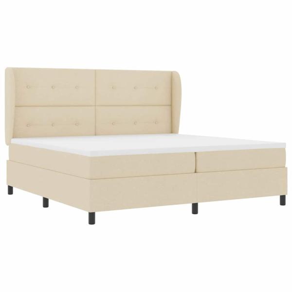 Boxspringbett mit Matratze - Creme, 200x200 cm Stoff