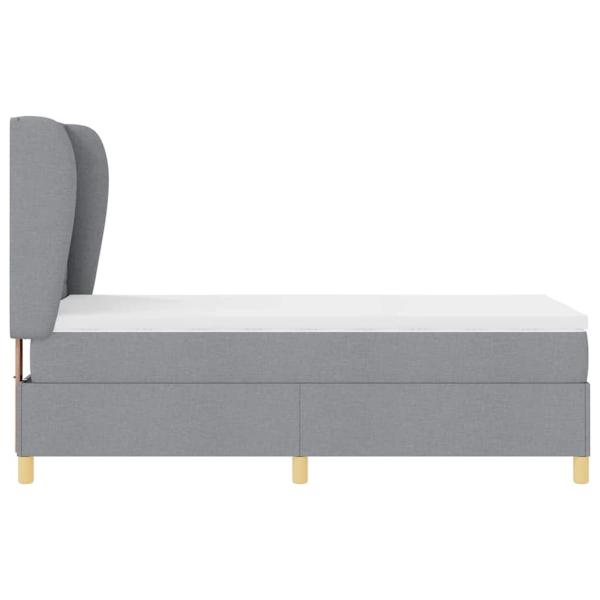 Boxspringbett mit Matratze in Hellgrau, 100x200 cm Stoff
