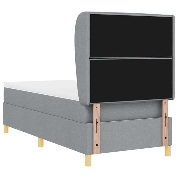 Boxspringbett mit Matratze in Hellgrau, 100x200 cm Stoff