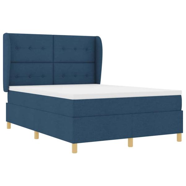 Boxspringbett mit Matratze - Blau, 160x200 cm, Stoff