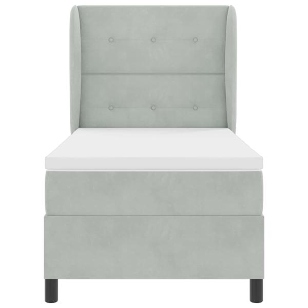 Boxspringbett mit Matratze Hellgrau 90x200 cm Samt