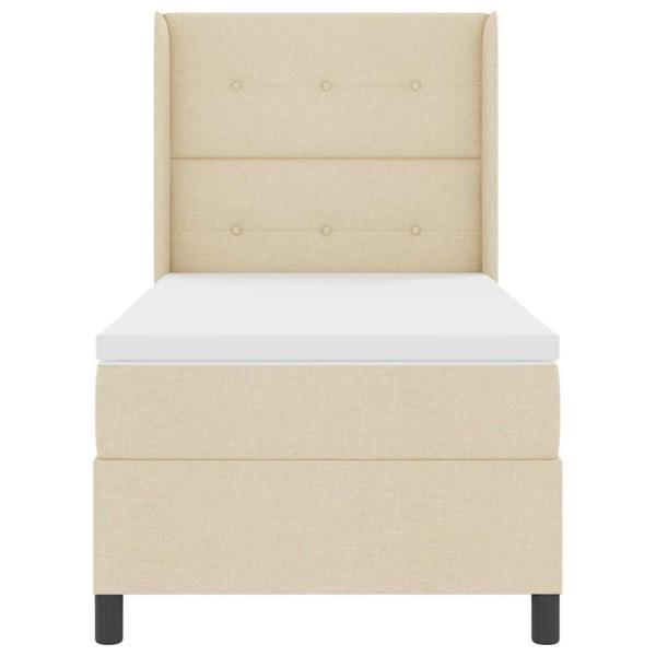 Boxspringbett mit Matratze in Creme 100x200 cm aus Stoff