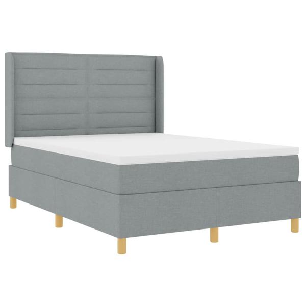 Boxspringbett mit Matratze Hellgrau 140 x 190 cm Stoff